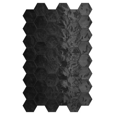 אימפרס אריח קרמיקה משושה לחיפוי קירות גימור מבריק גוון שחור 17.3×15