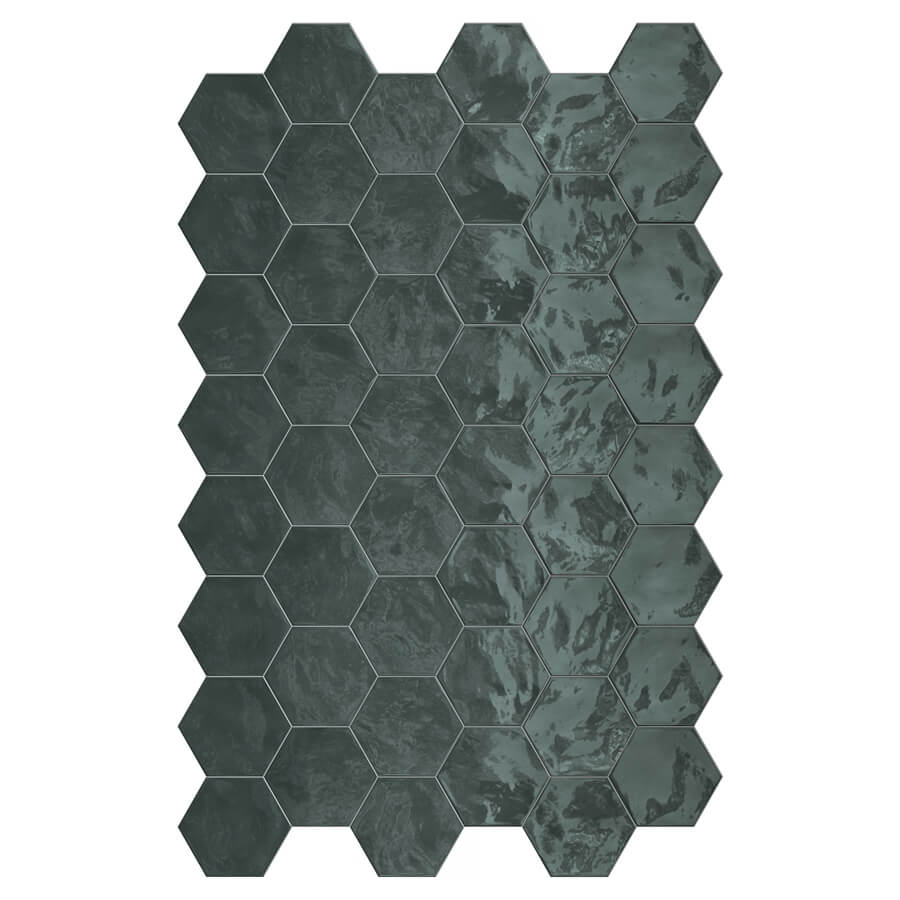 אימפרס אריח קרמיקה משושה לחיפוי קירות גימור מבריק גוון ירוק 17.3×15