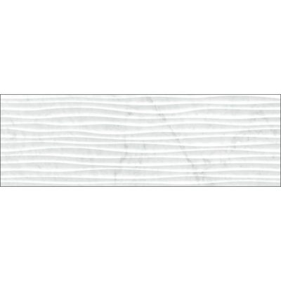 ביסטרוט דקור קרמיקה פסים מובלט לחיפוי גימור מבריק גוון לבן 120×40