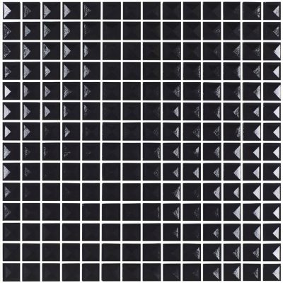 גלאס מיקס מוזאיקה זכוכית חצי פרמידות חצי שטוח לריצוף וחיפוי גימור מבריק גוון שחור 33.33×33.33