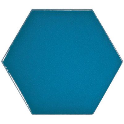בלה אריח קרמיקה לחיפוי משושה גימור מבריק גוון כחול 12.4×10.7