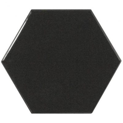 בלה אריח קרמיקה לחיפוי משושה גימור מבריק גוון שחור 12.4×10.7