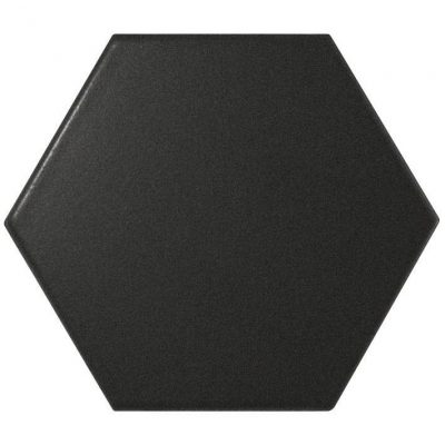 בלה אריח קרמיקה לחיפוי משושה גימור מט גוון שחור 12.4×10.7