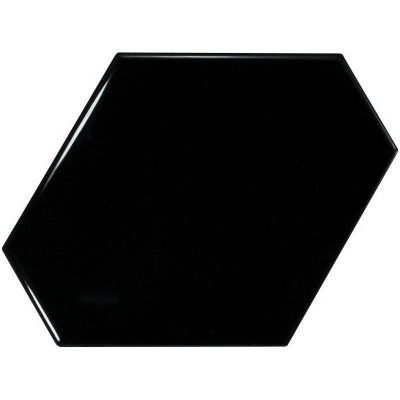 בלה אריח קרמיקה לחיפוי משושה גימור מבריק גוון שחור 12.4×10.8