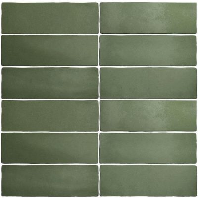 קנדלה בריק קרמיקה סגנון עבודת יד לחיפוי גימור מט גוון ירוק 20×6.5