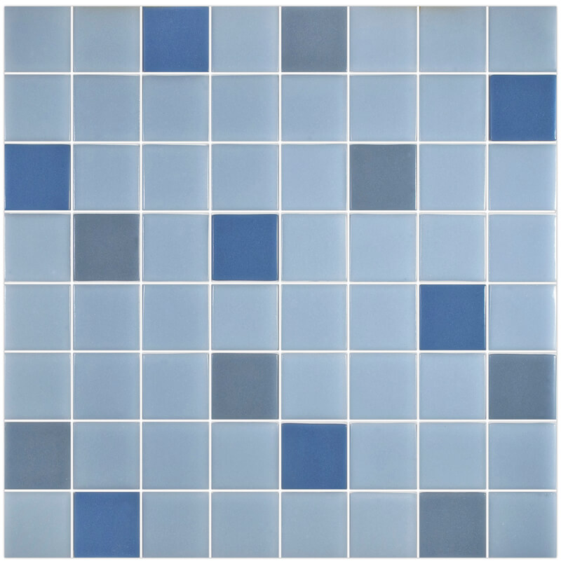 גלאס מיקס מוזאיקה זכוכית לריצוף וחיפוי גימור מבריק גווני כחול תכלת 32×32