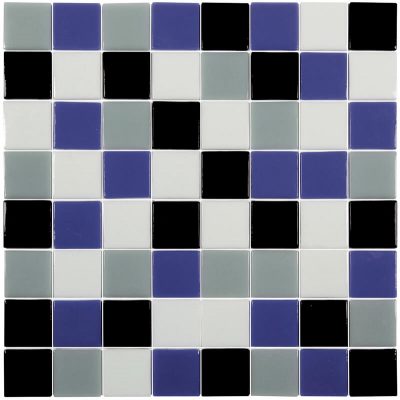 גלאס מיקס מוזאיקה זכוכית לריצוף וחיפוי גימור מבריק גווני כחול שחור 32×32