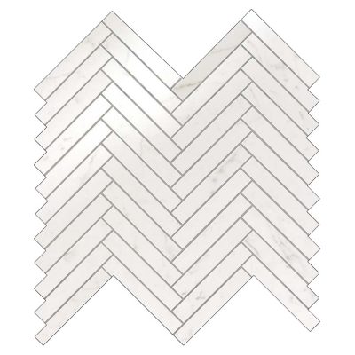 סטון שברון מוזאיקה מקרמיקה לחיפוי בגימור מבריק גוון לבן קאררה 30.5×30.5