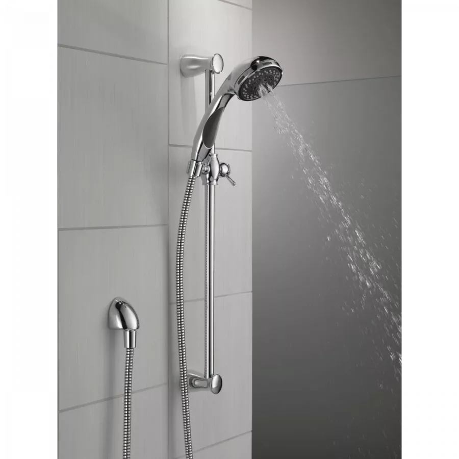 מערכת מקלחת שלמה הכוללת - מוט פינוק + ראשי מסאג' + צינור + מזלף + ראש ברז + אינטרפוץ ומיקסר וכל החומרה הדרושה להתקנה - גימור כרום גוון אפור